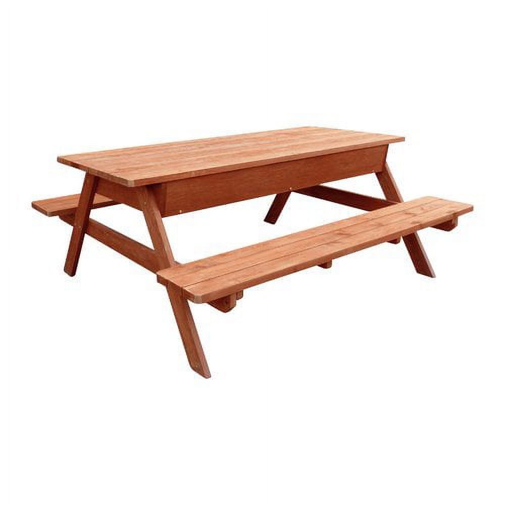 Medium Brown Cypress Wood Picnic Table with Storage Compartment