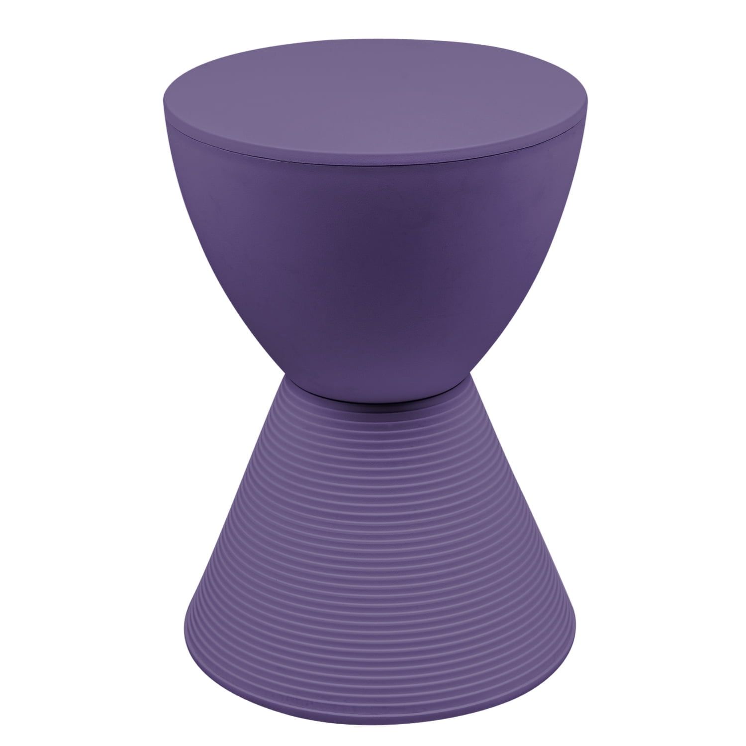 Purple Ribbed Round Plastic End Table