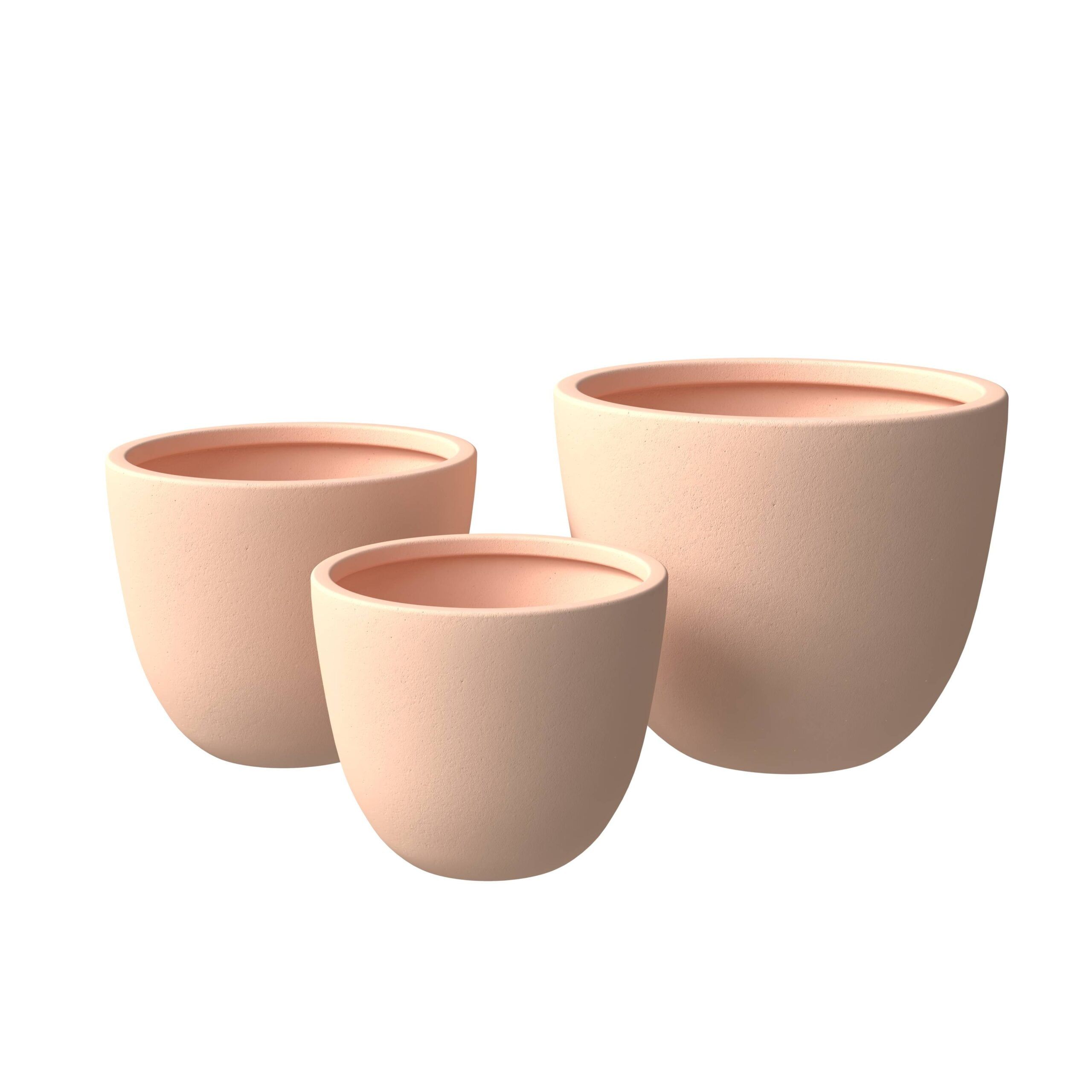 Dahlia 3-Piece Fiberstone and Clay Round Planter Set