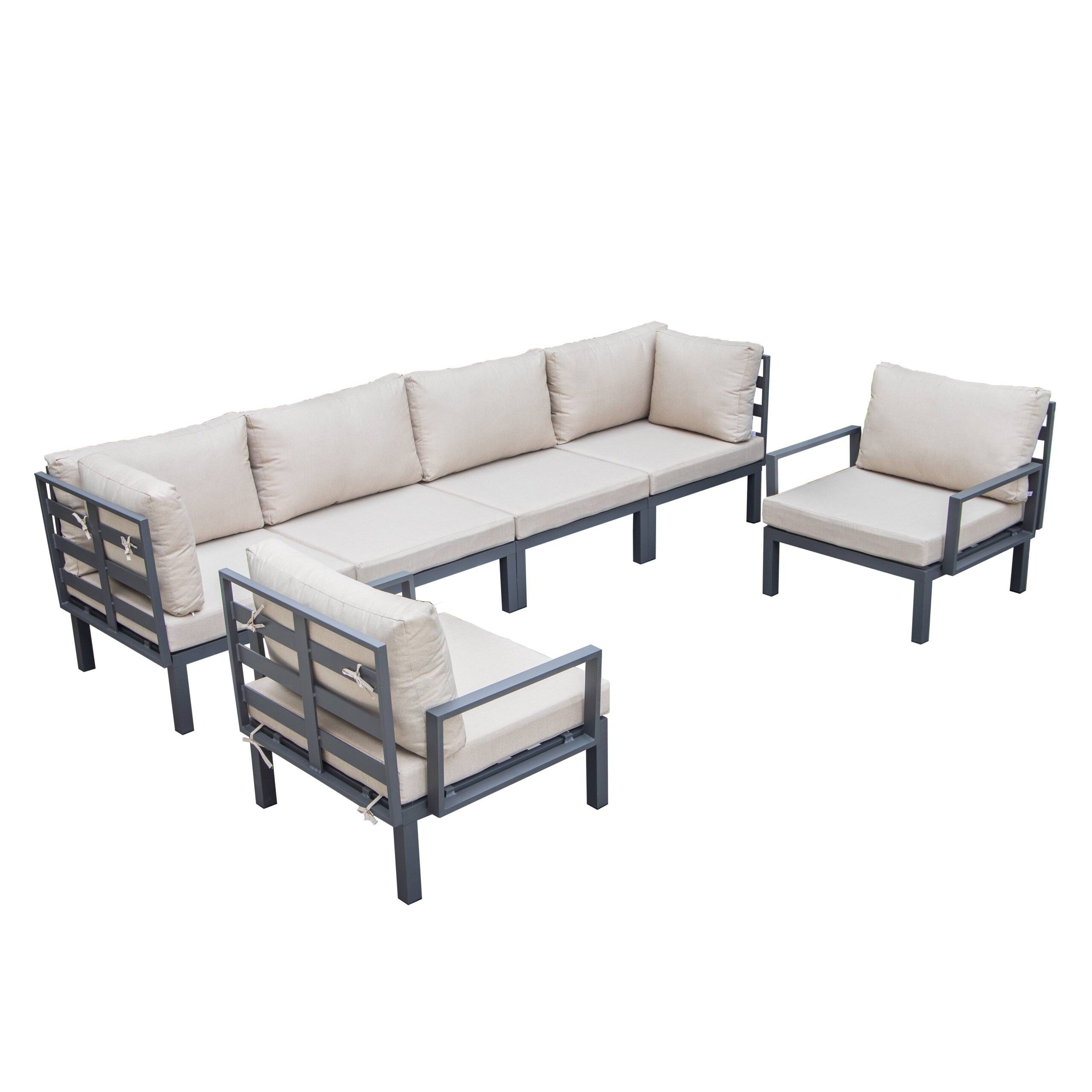 Hamilton Beige Aluminum 6-Piece Outdoor Sectional Set