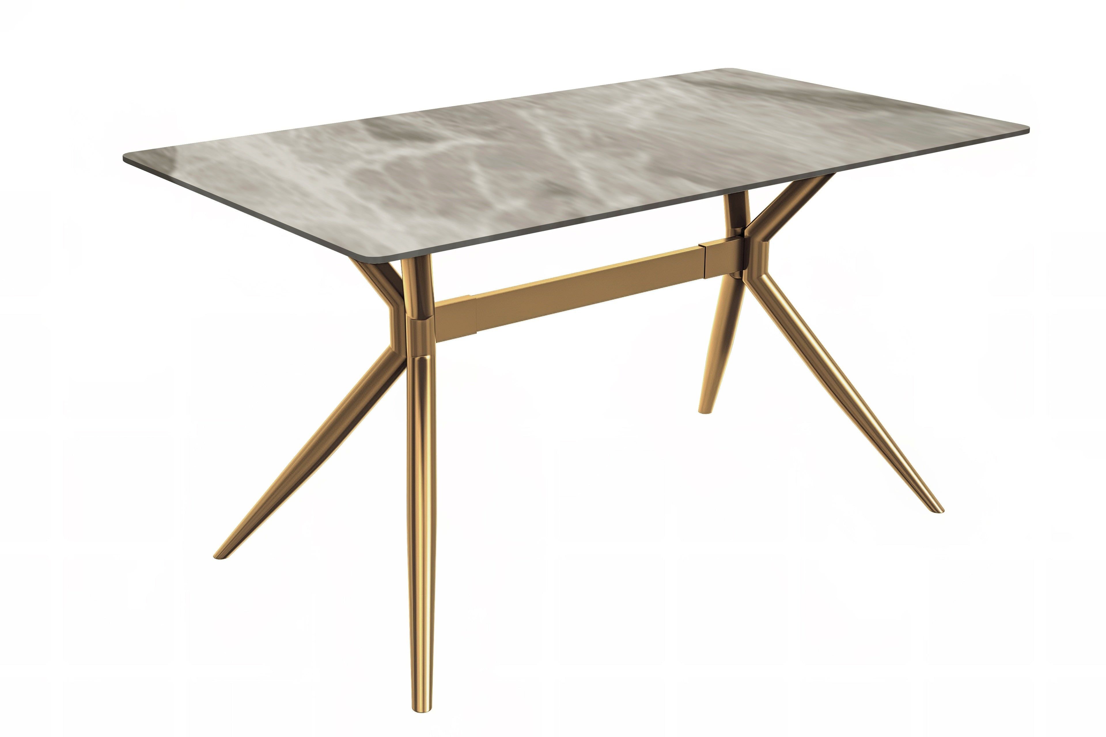 Deep Grey Glass Top Dining Table with Gold Steel Base