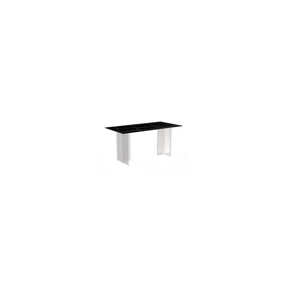 Modern Black and Gold Glass Dining Table with Acrylic Base, 62"