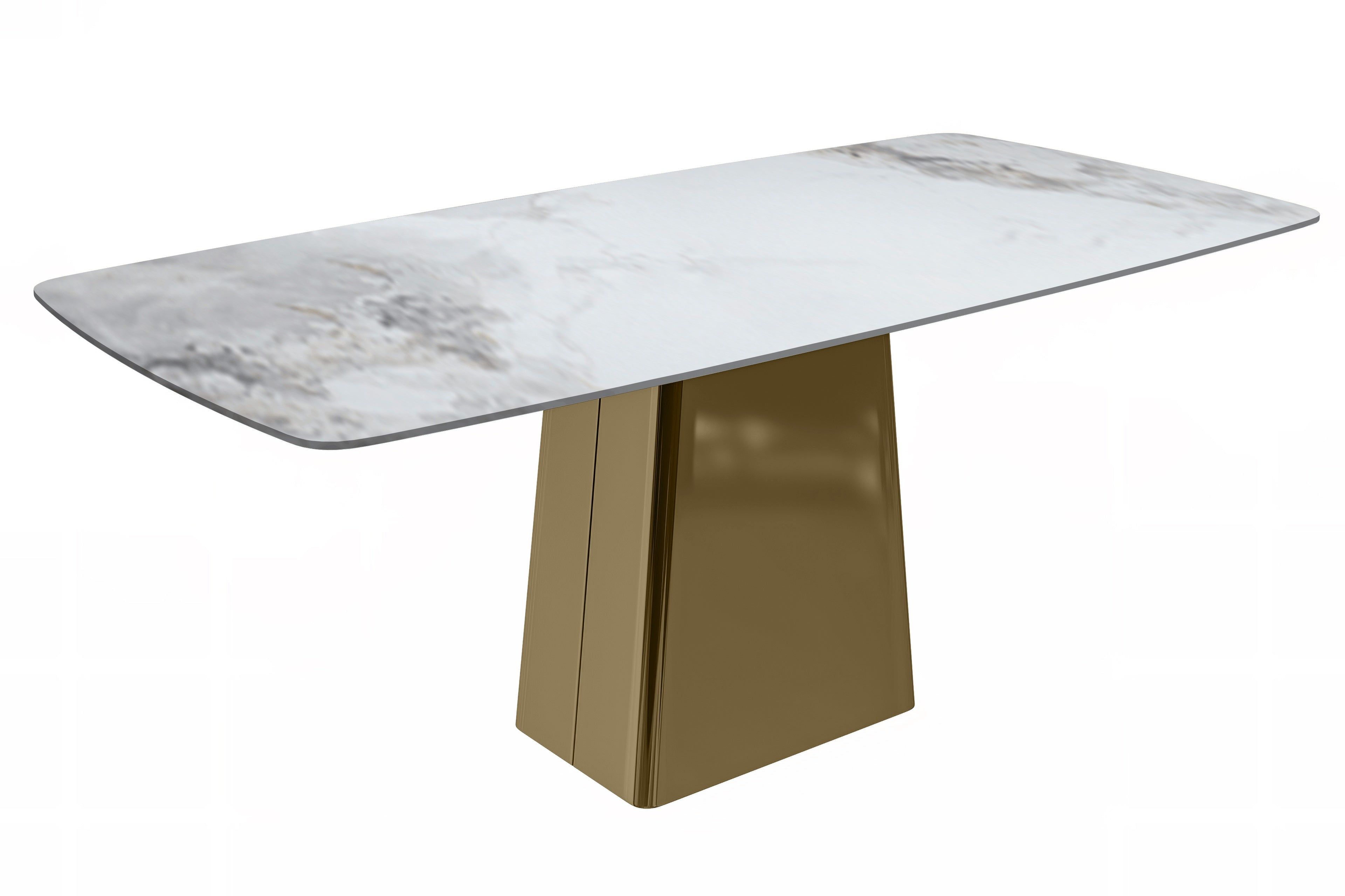 Quinix 55" Medium Grey Glass Dining Table with Gold Base