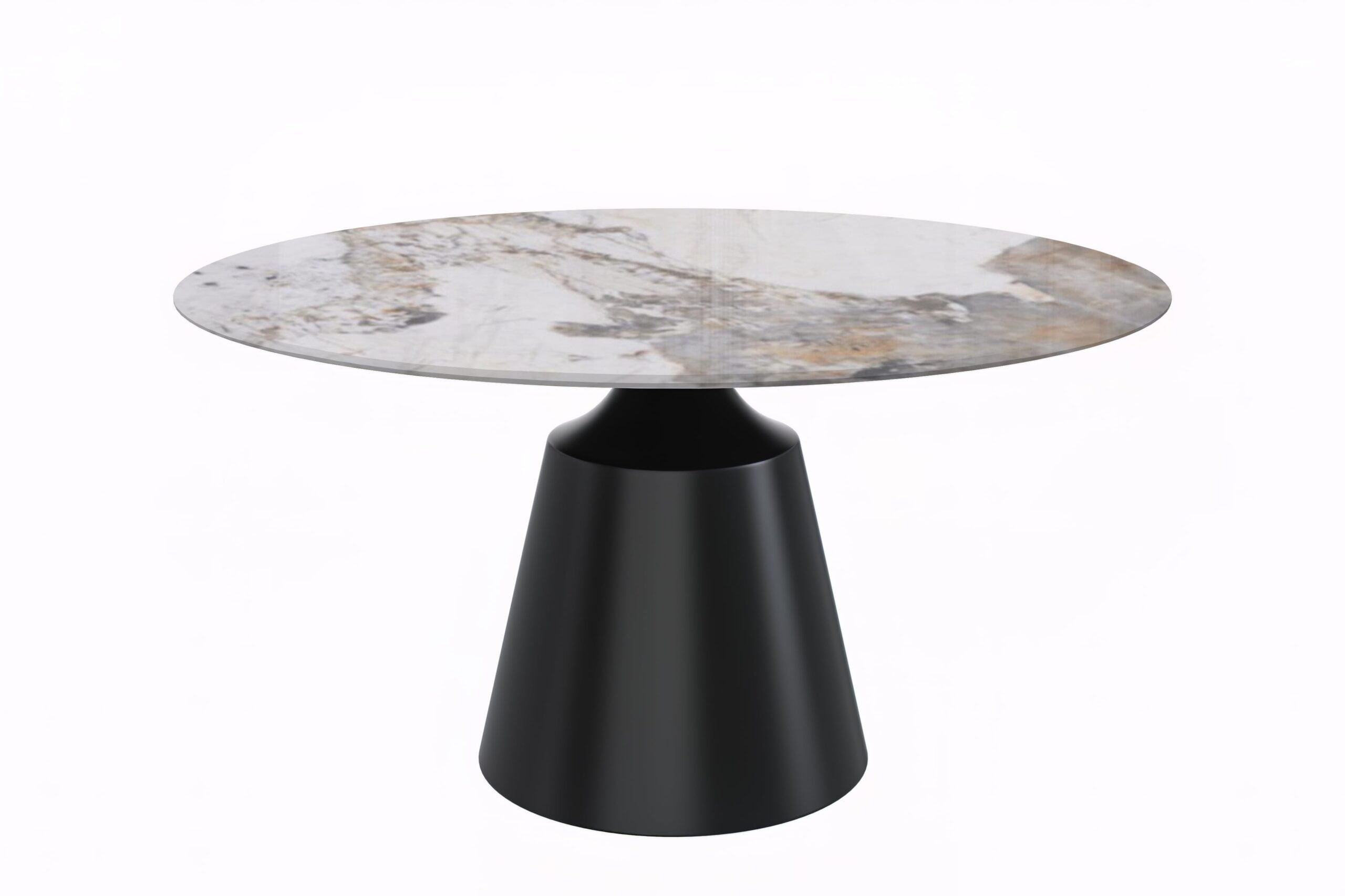 Prynn 60" Round Glass Dining Table with Black Pedestal Base