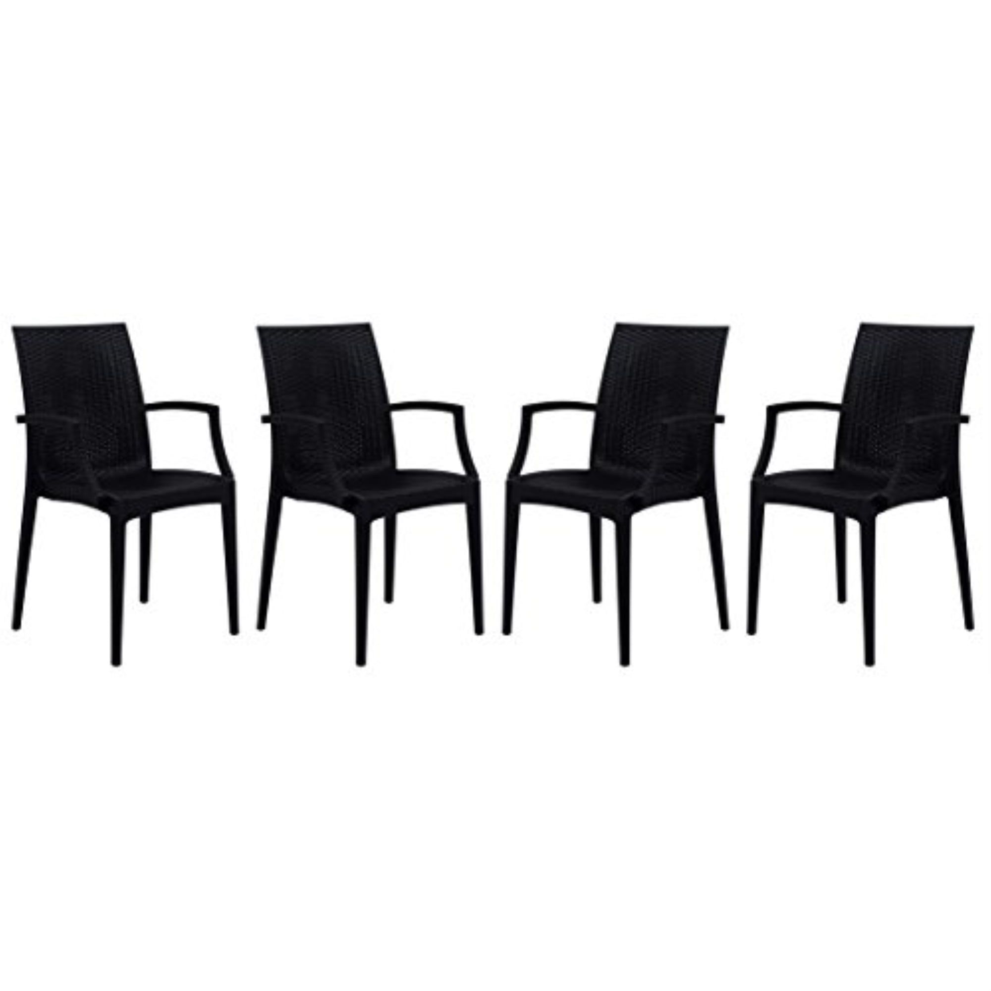 Mace Modern Black Weave Indoor/Outdoor Dining Chair Set of 4