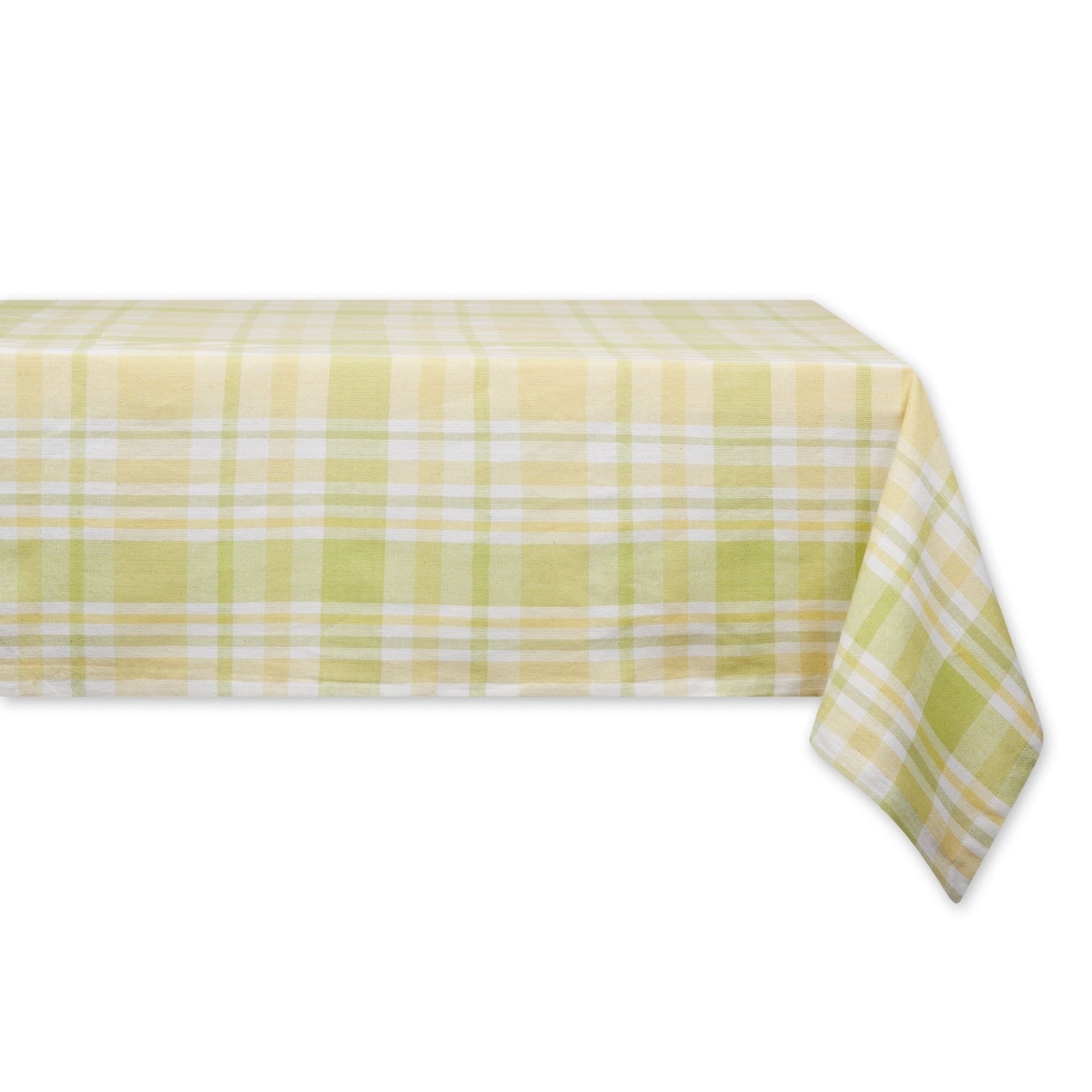 Lemon Bliss Plaid Cotton Tablecloth 60x84