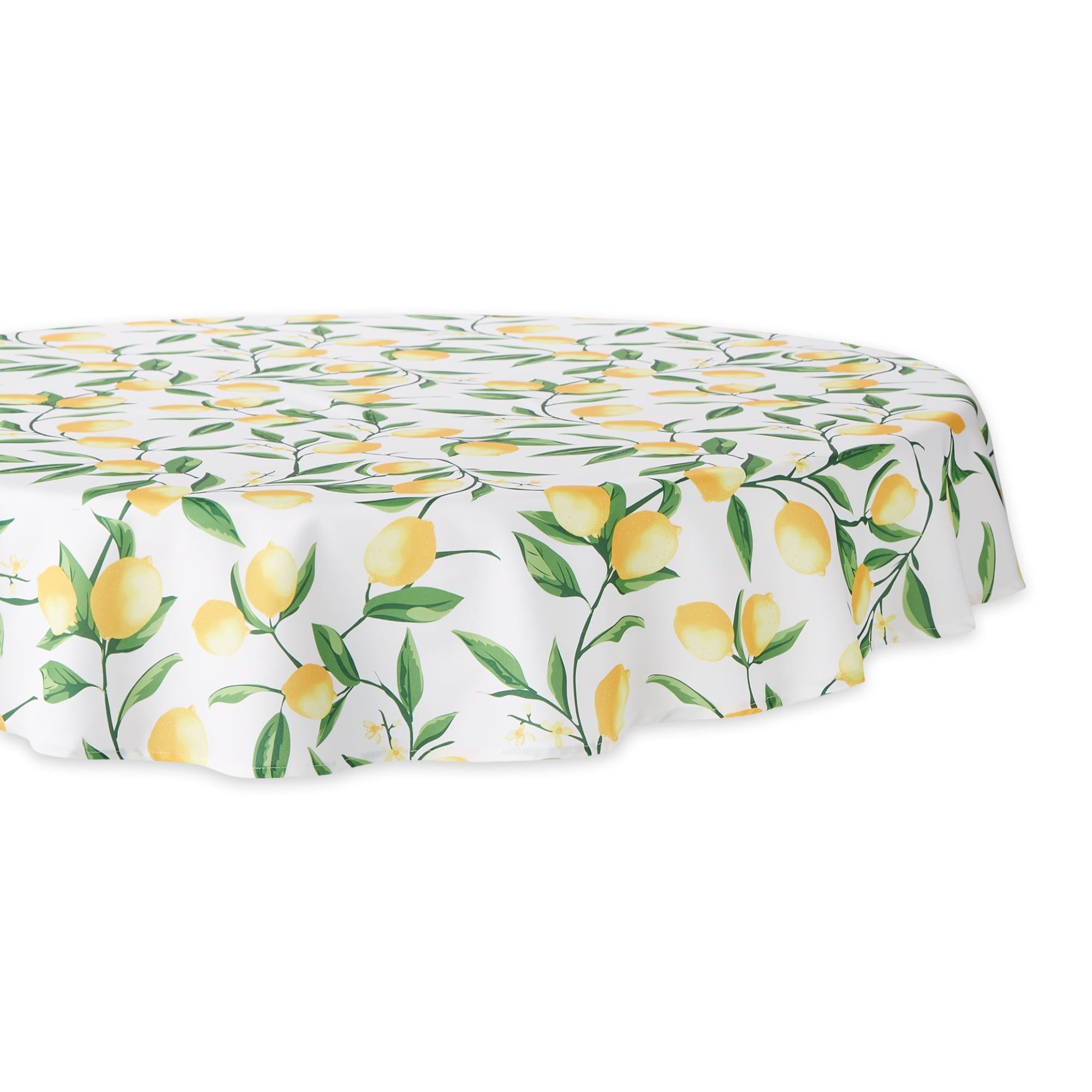 Lemon Bliss 60" Round Stain Resistant Fabric Tablecloth