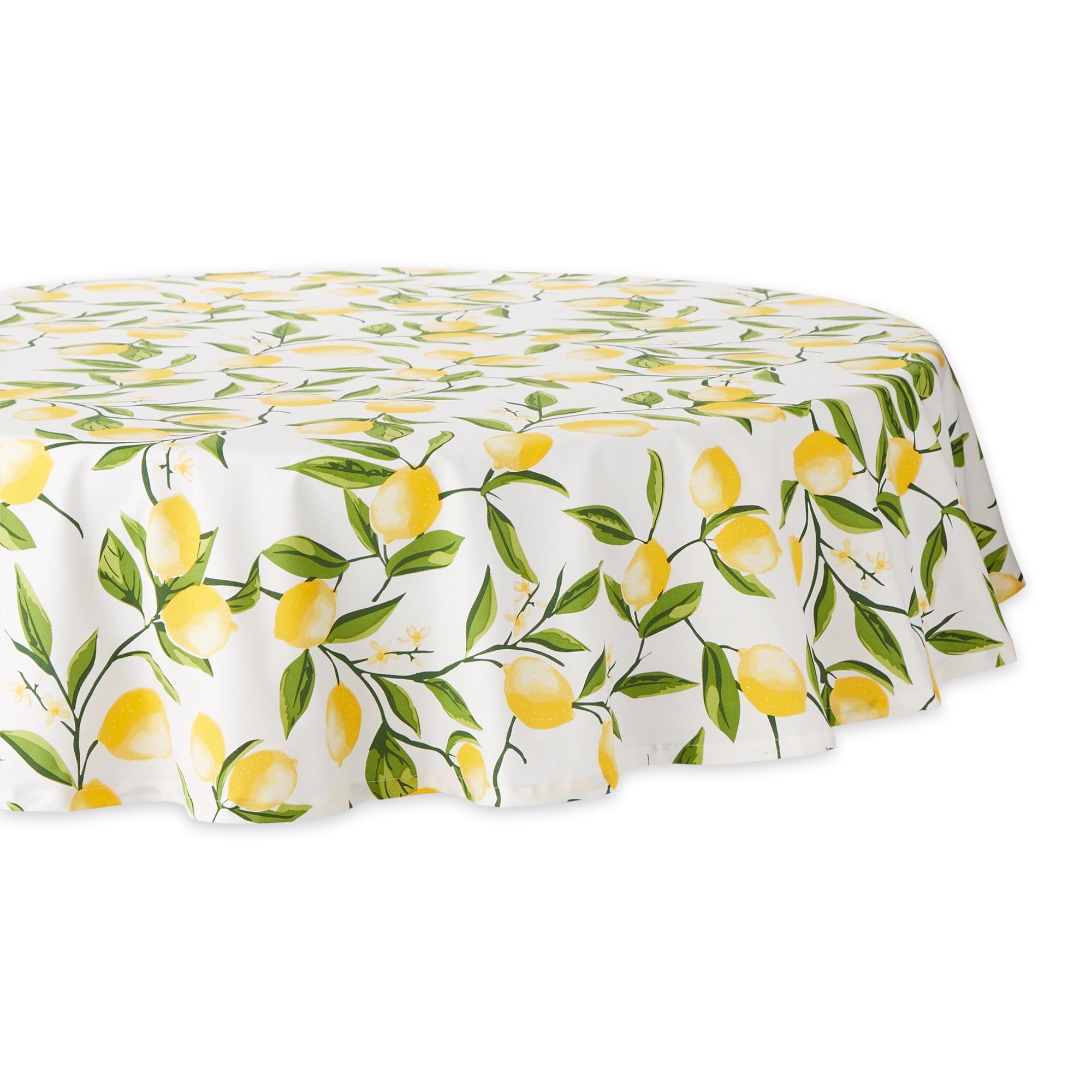 Colorful Floral Blossom Print Round Fabric Tablecloth