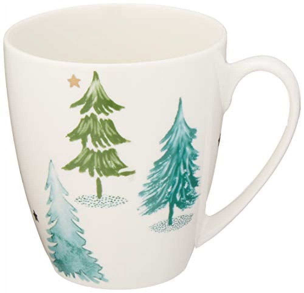 Lenox Balsam Lane White Ceramic Christmas Mug Set