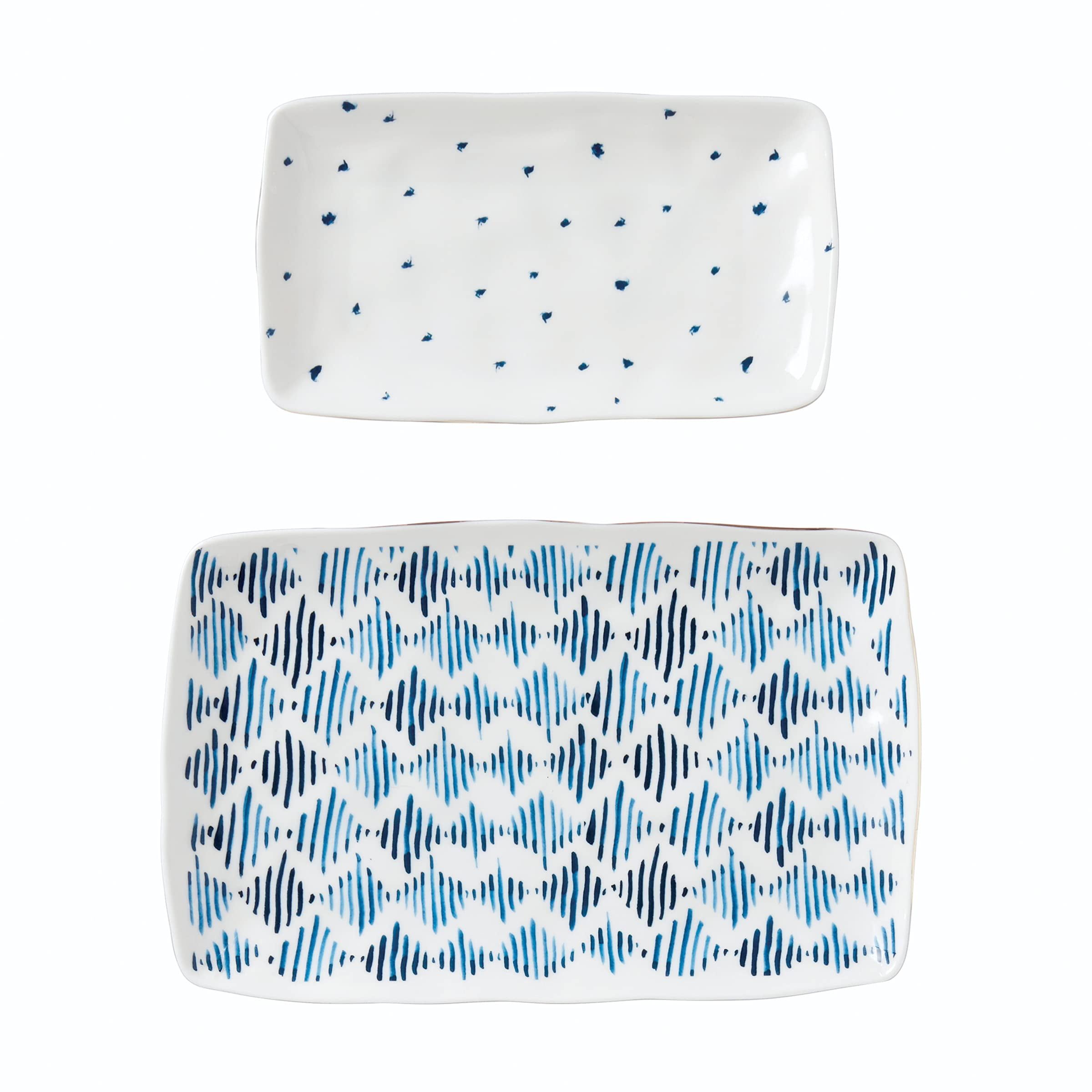 Blue and White Ceramic Rectangular Nesting Platter Set