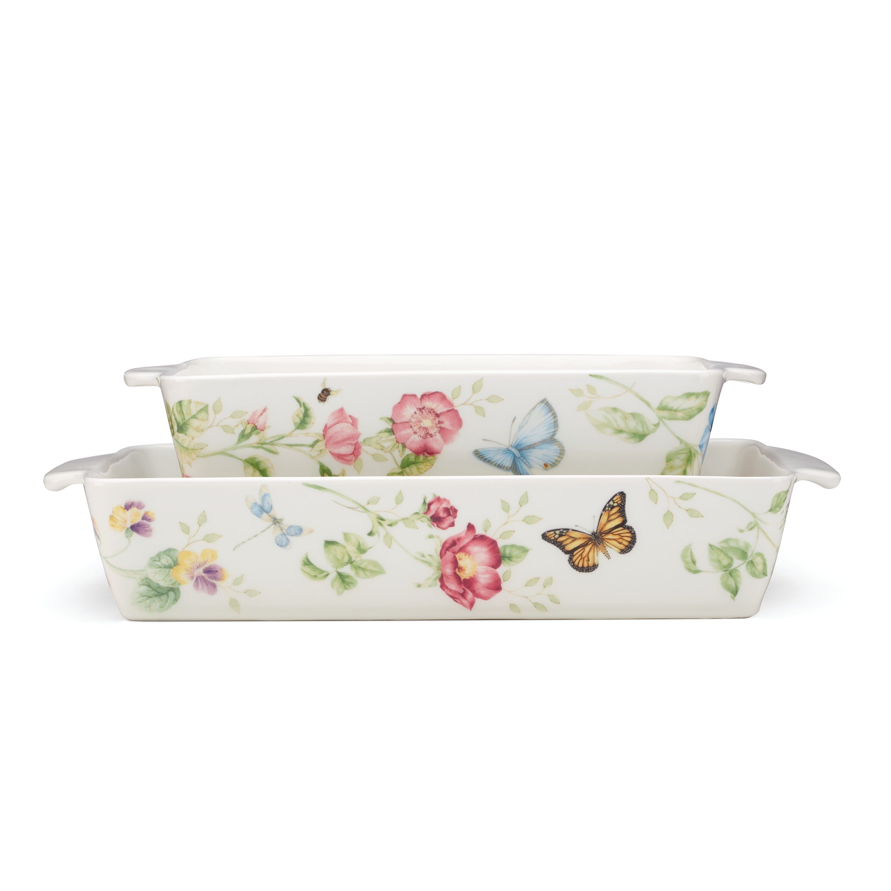 Butterfly Meadow Floral Stoneware Rectangular Baker Set