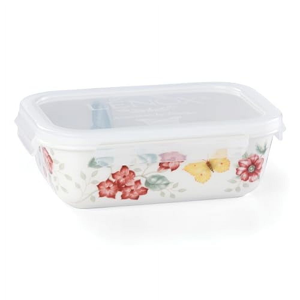 Butterfly Meadow White Rectangular Porcelain Food Storage Container