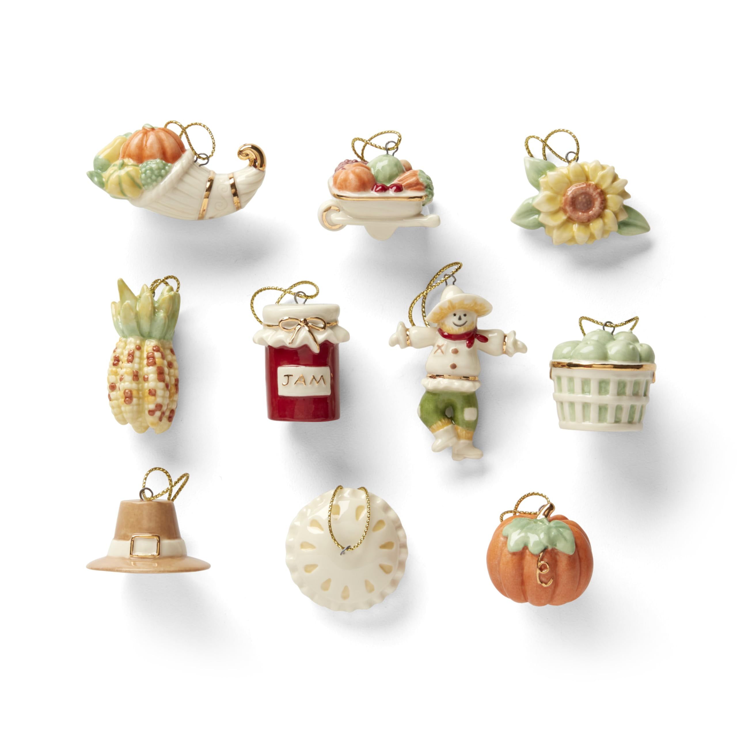 Autumn Favorites 10-Piece Hand-Painted Porcelain Ornament Set