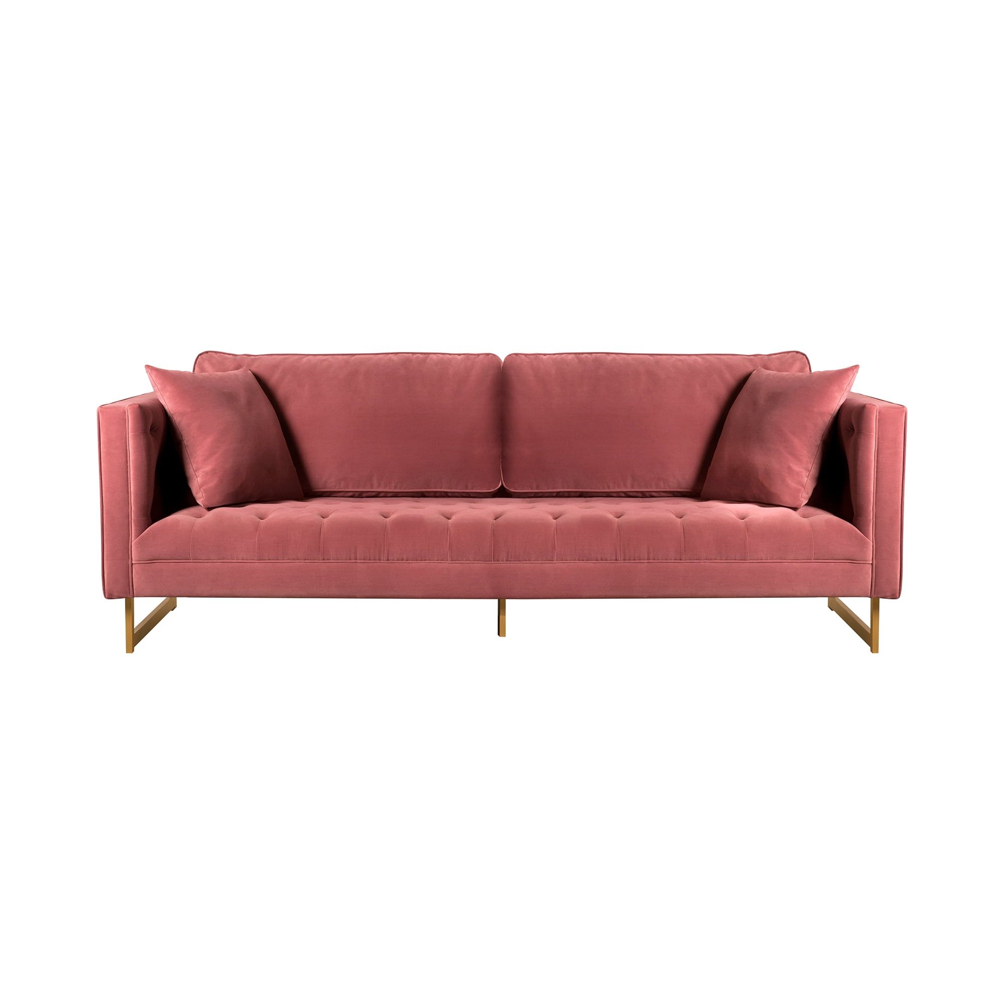 Lenox 90" Pink Velvet Sofa with Brass Legs