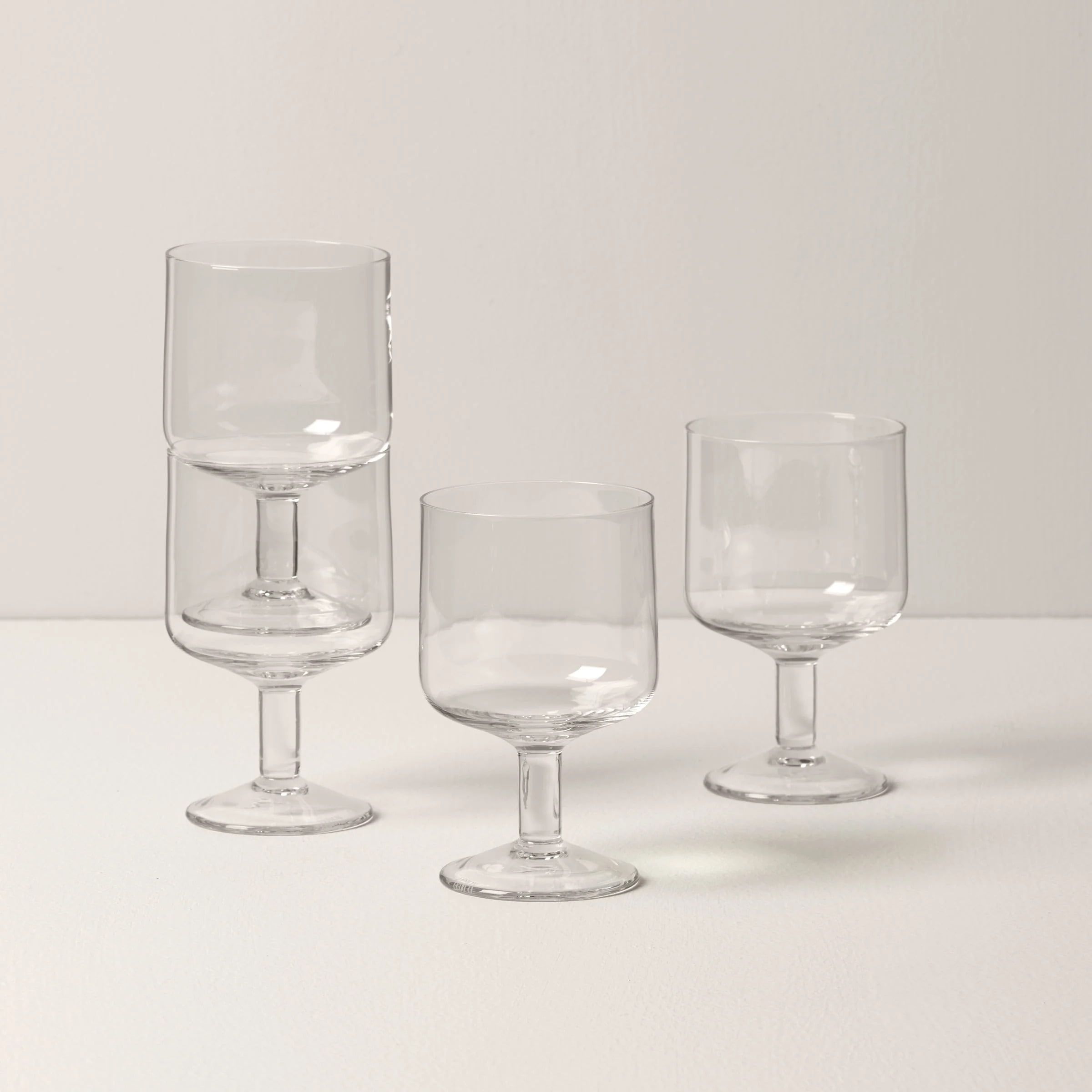 Clear Stackable Stemmed Wine Glass Set of 4