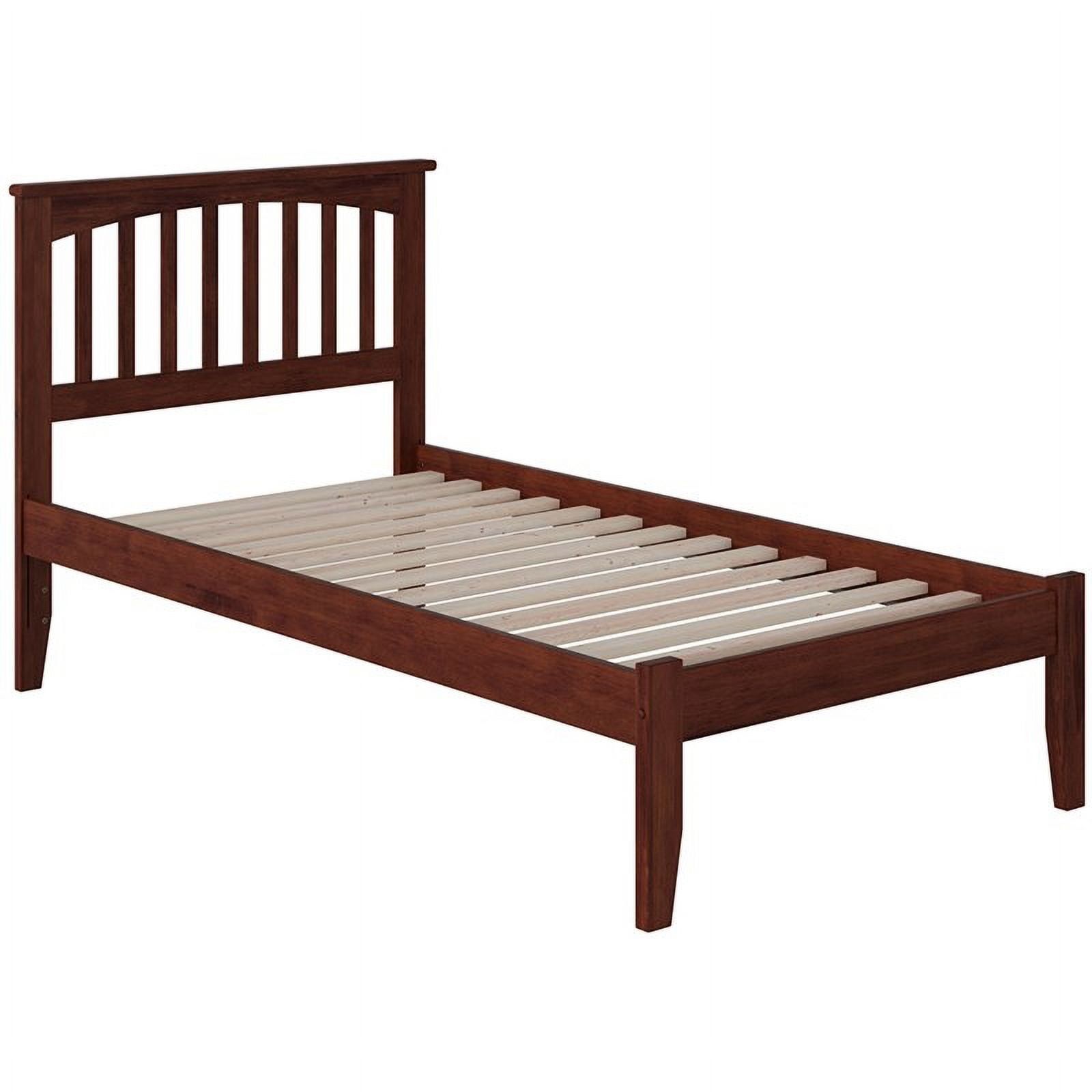 Walnut Twin Solid Wood Platform Bed with USB Charger