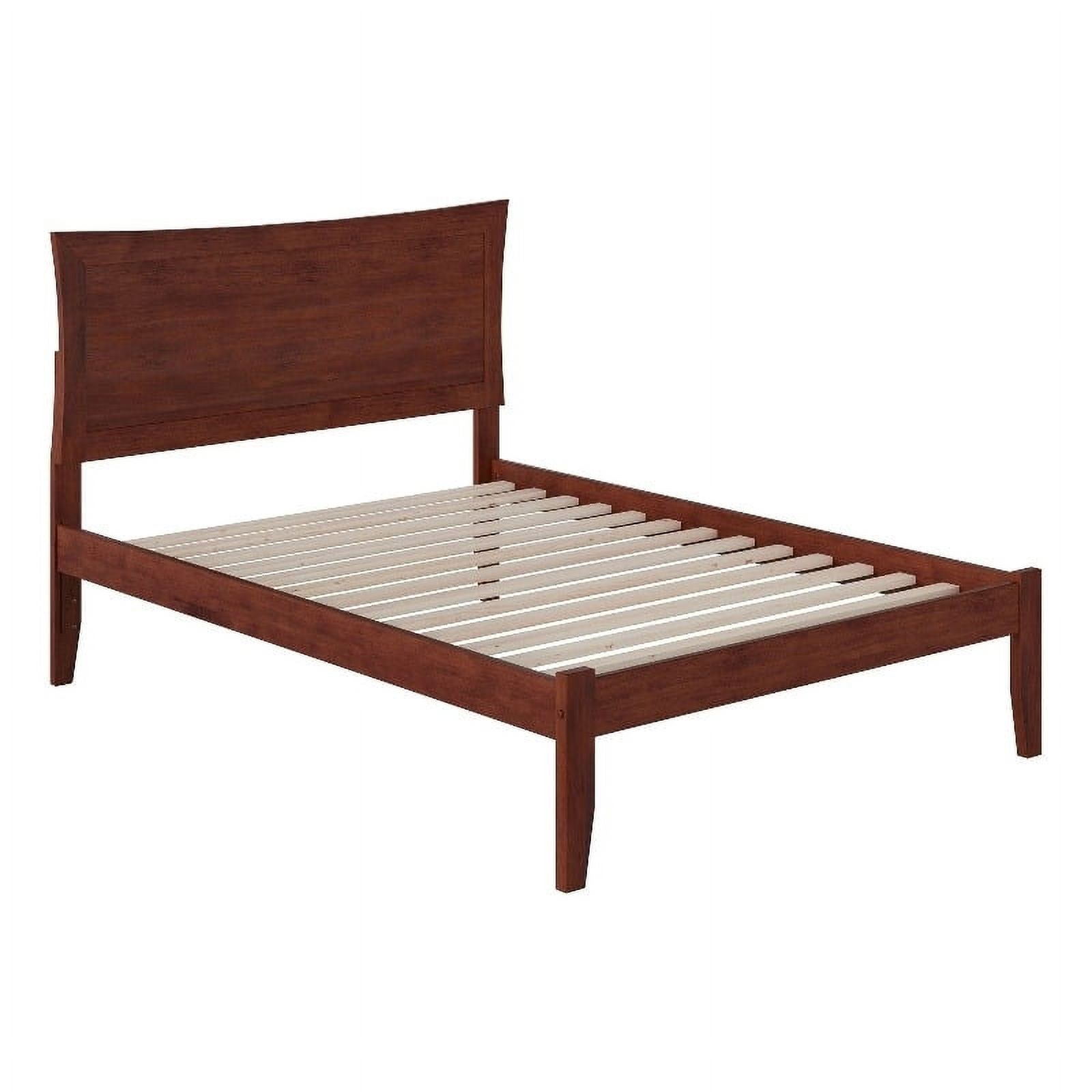 Walnut Solid Wood Full Platform Bed with USB Charging