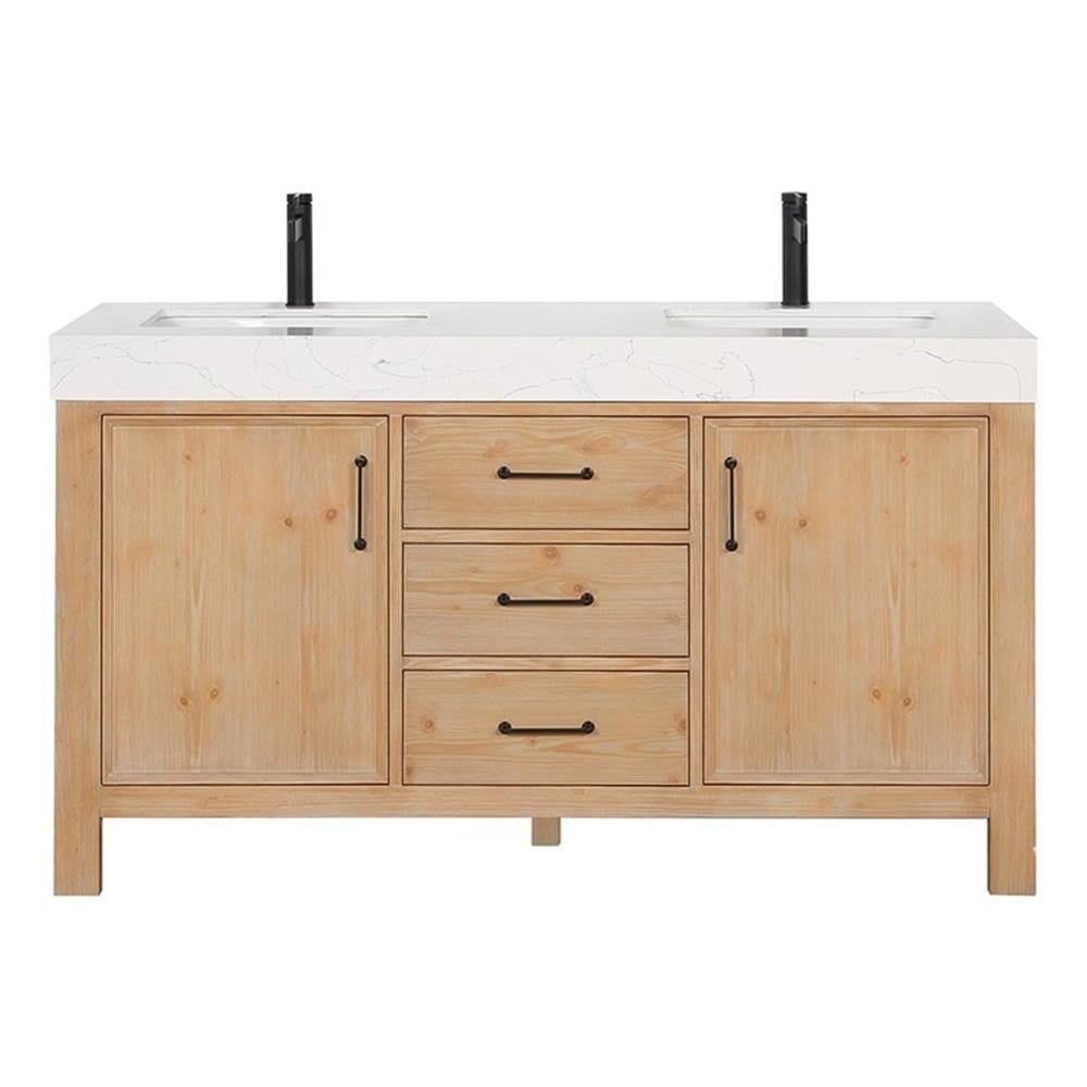 Leon 60" Fir Wood Double Vanity with Composite Top