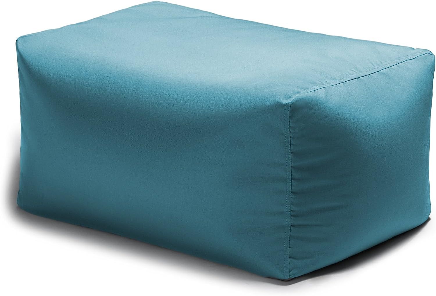 Leon Light Blue Outdoor Bean Bag Ottoman with Fade-Resistant Cover