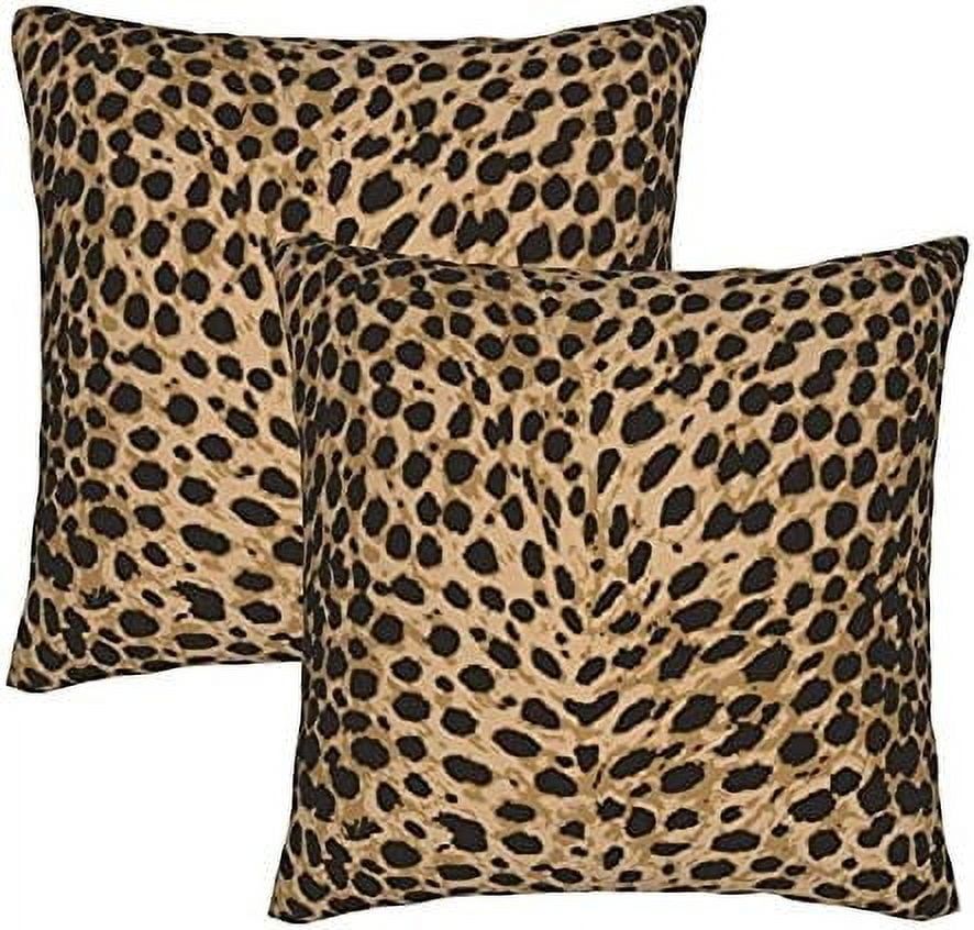 Leopard Print Polyester 18x18 Inch Throw Pillow Covers Set