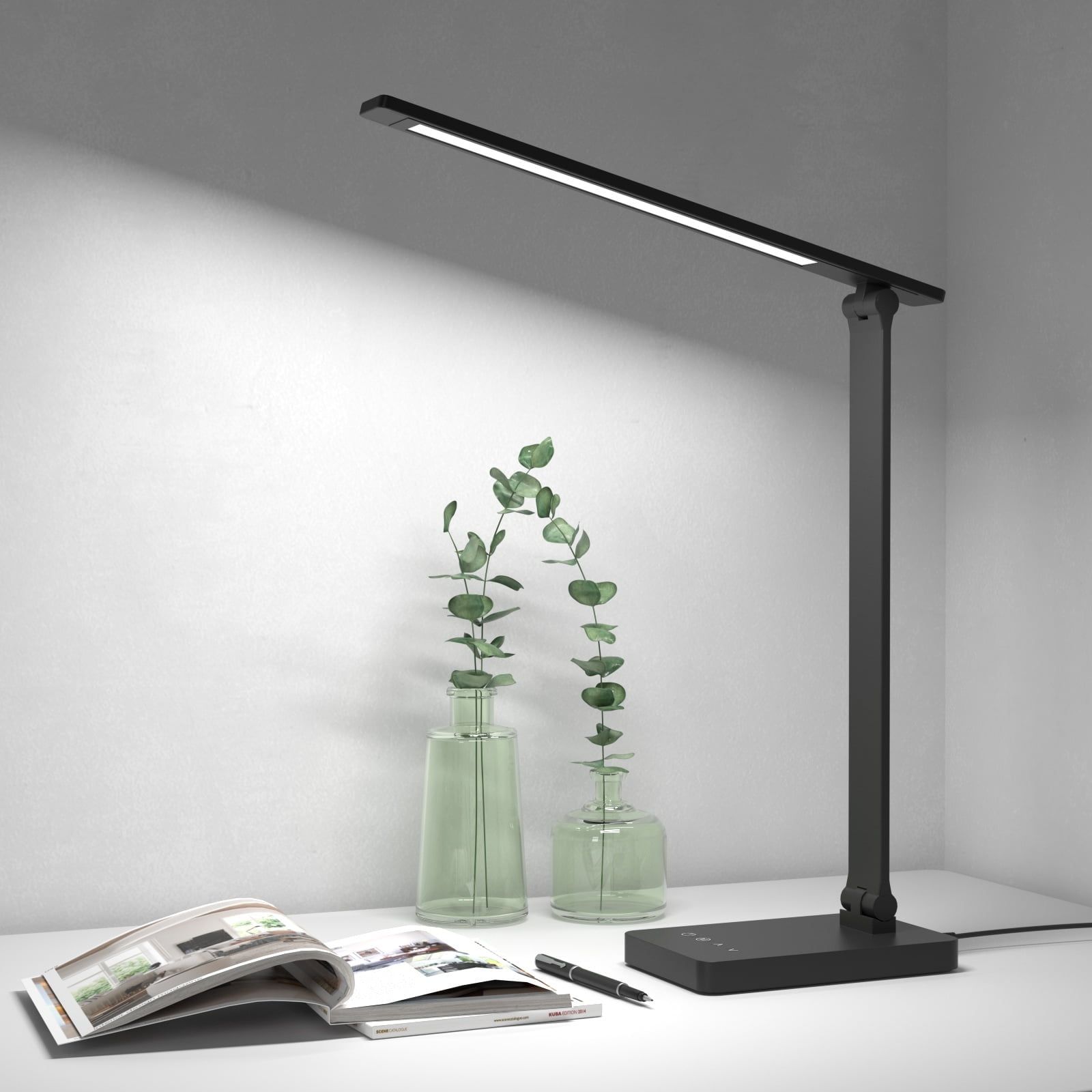 Black Matte Adjustable LED Desk Lamp with Touch Control