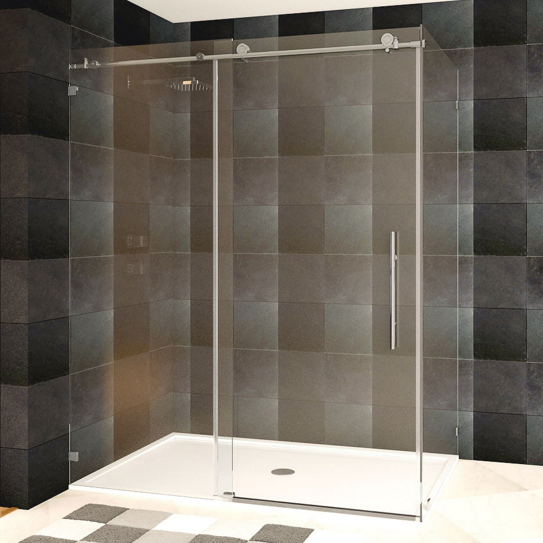 Brushed Nickel Frameless Sliding Shower Door with Clear Glass