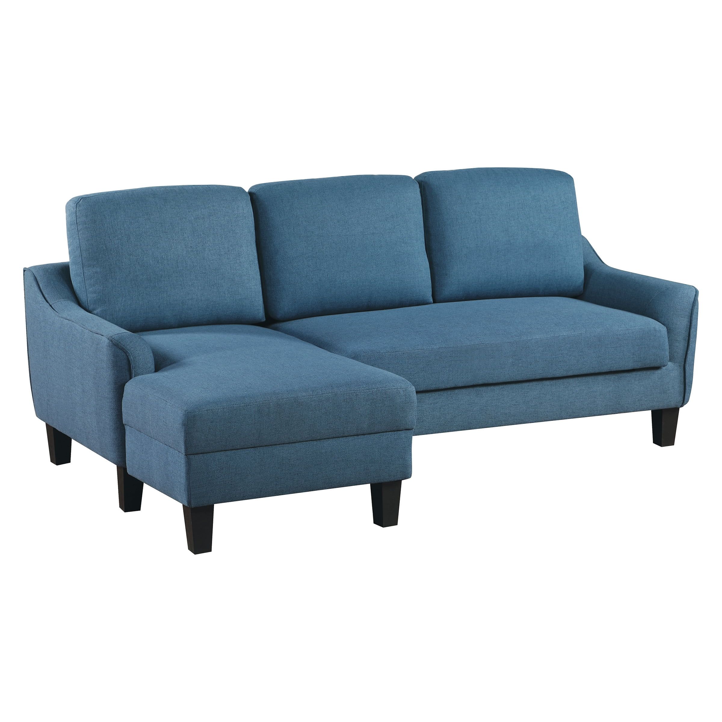 Blue Twin Fabric Sleeper Sectional with Pillow-top Arm