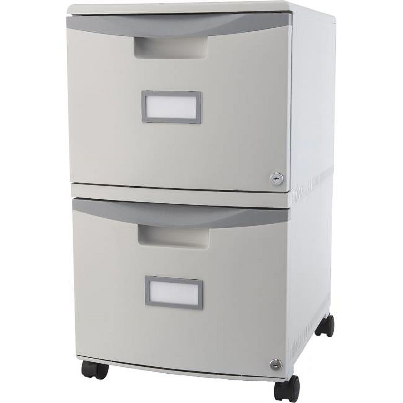 Gray Plastic 2-Drawer Mobile Lockable File Cabinet