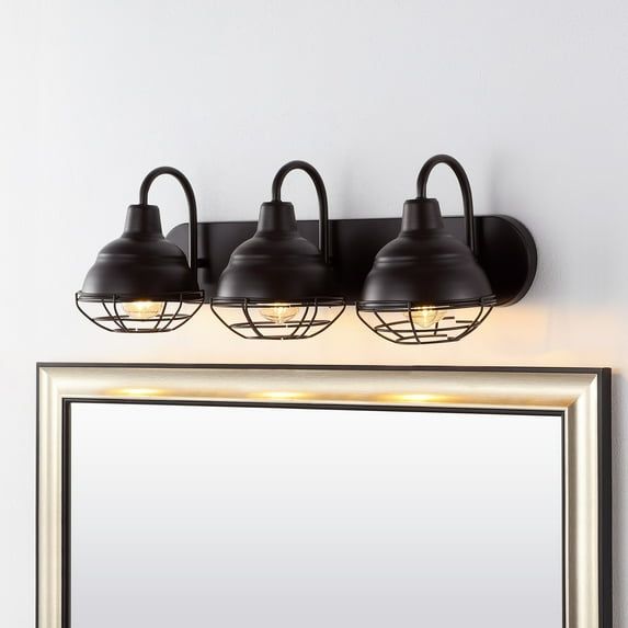Levi 24.5" Black Iron 3-Light Industrial Vanity Fixture