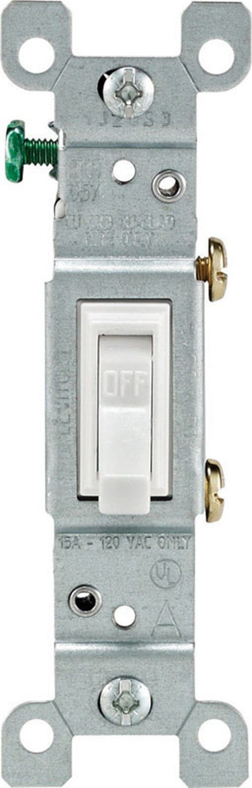 White 15 Amp Single Pole Toggle AC Quiet Switch