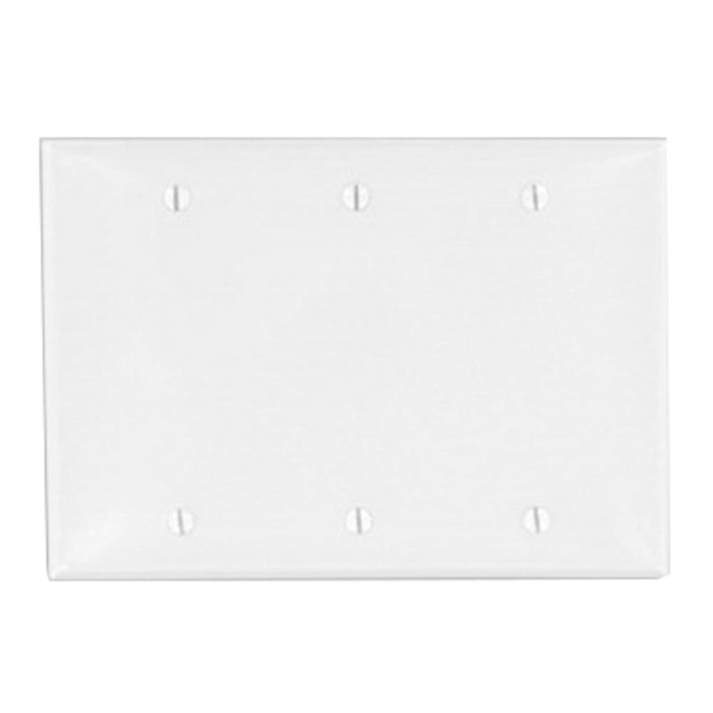 White Thermoplastic Nylon 3-Gang Blank Wallplate