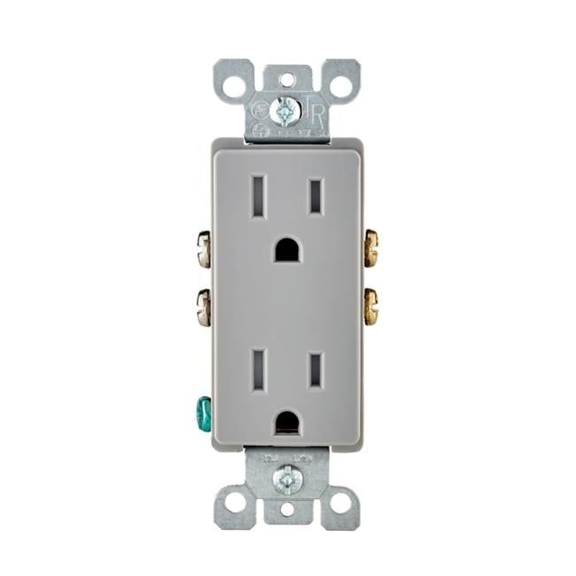 Light Gray Tamper Resistant Duplex Outlet with Wall Plate