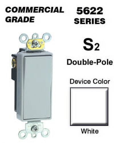 White Commercial Grade Double-Pole Rocker Switch with Timer