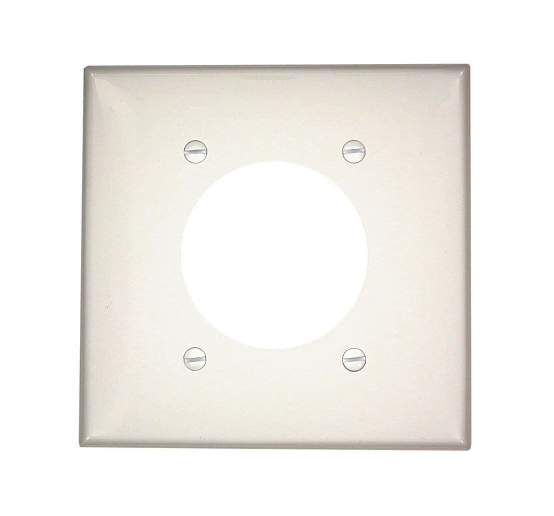 White Thermoplastic 2-Gang Single Receptacle Wall Plate