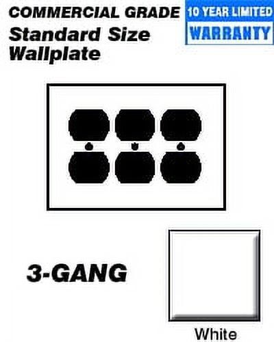 White 3-Gang Standard Size Nylon Wallplate