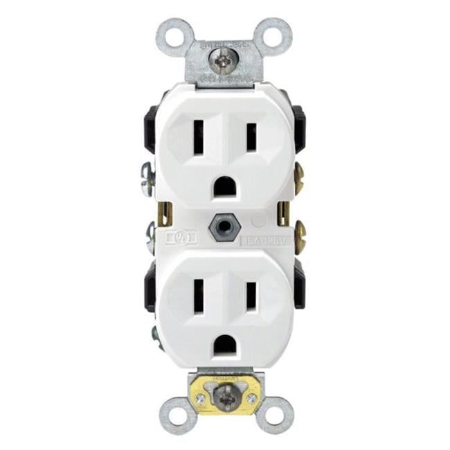 White Tamper Resistant Duplex Outlet with Wall Plate