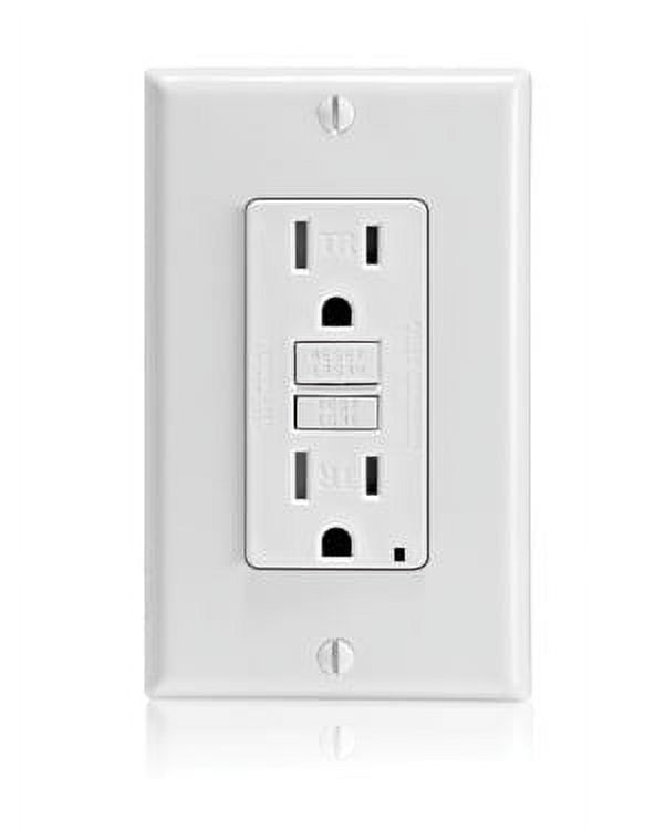 White Tamper Resistant GFCI Outlet with LED Indicator