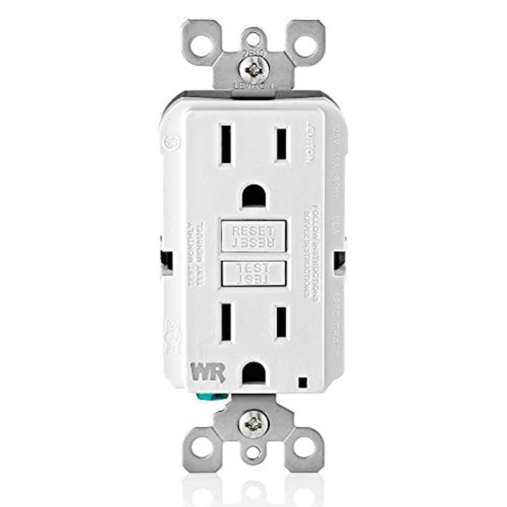 White Weather-Resistant GFCI Outlet with LED Indicator