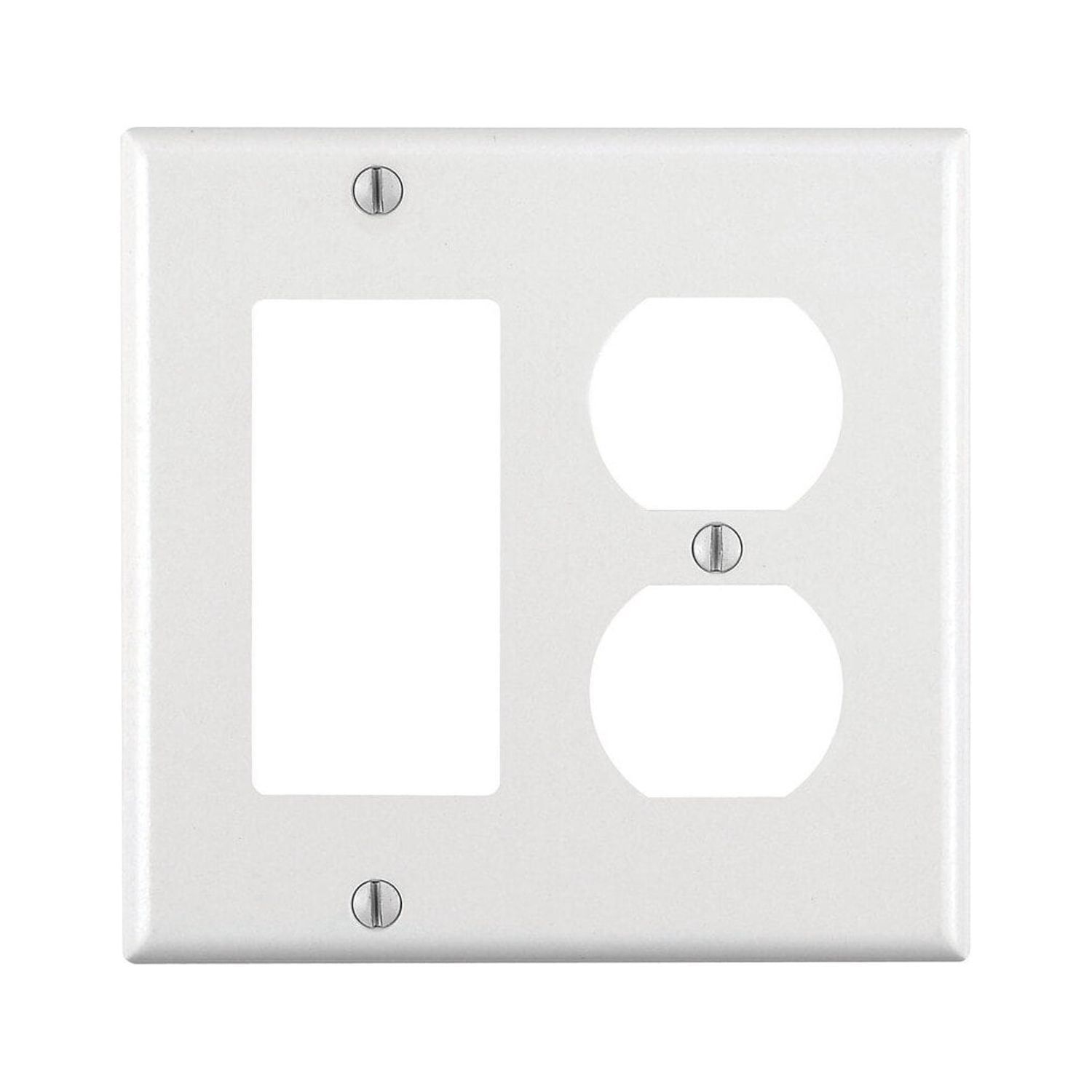 White 2-Gang Thermoset Plastic Combination Wall Plate