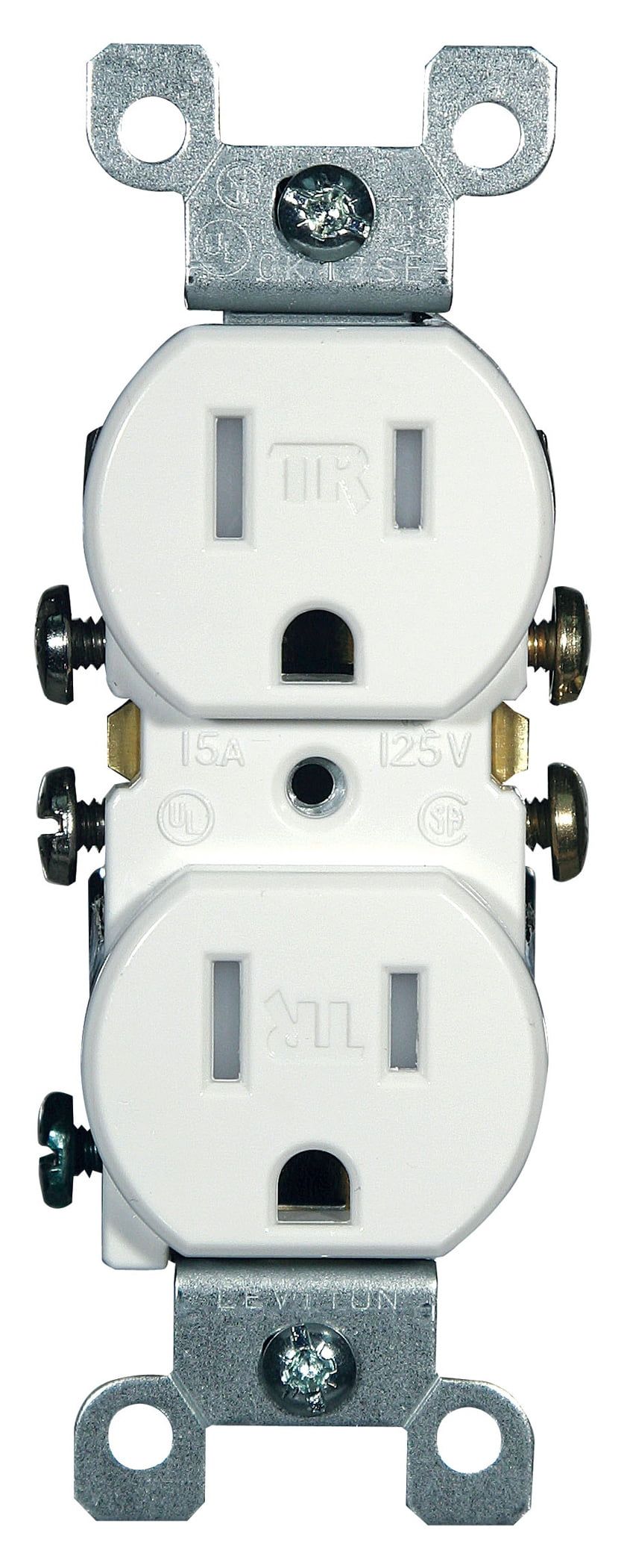 White Tamper Resistant Duplex Receptacle with Wall Plate