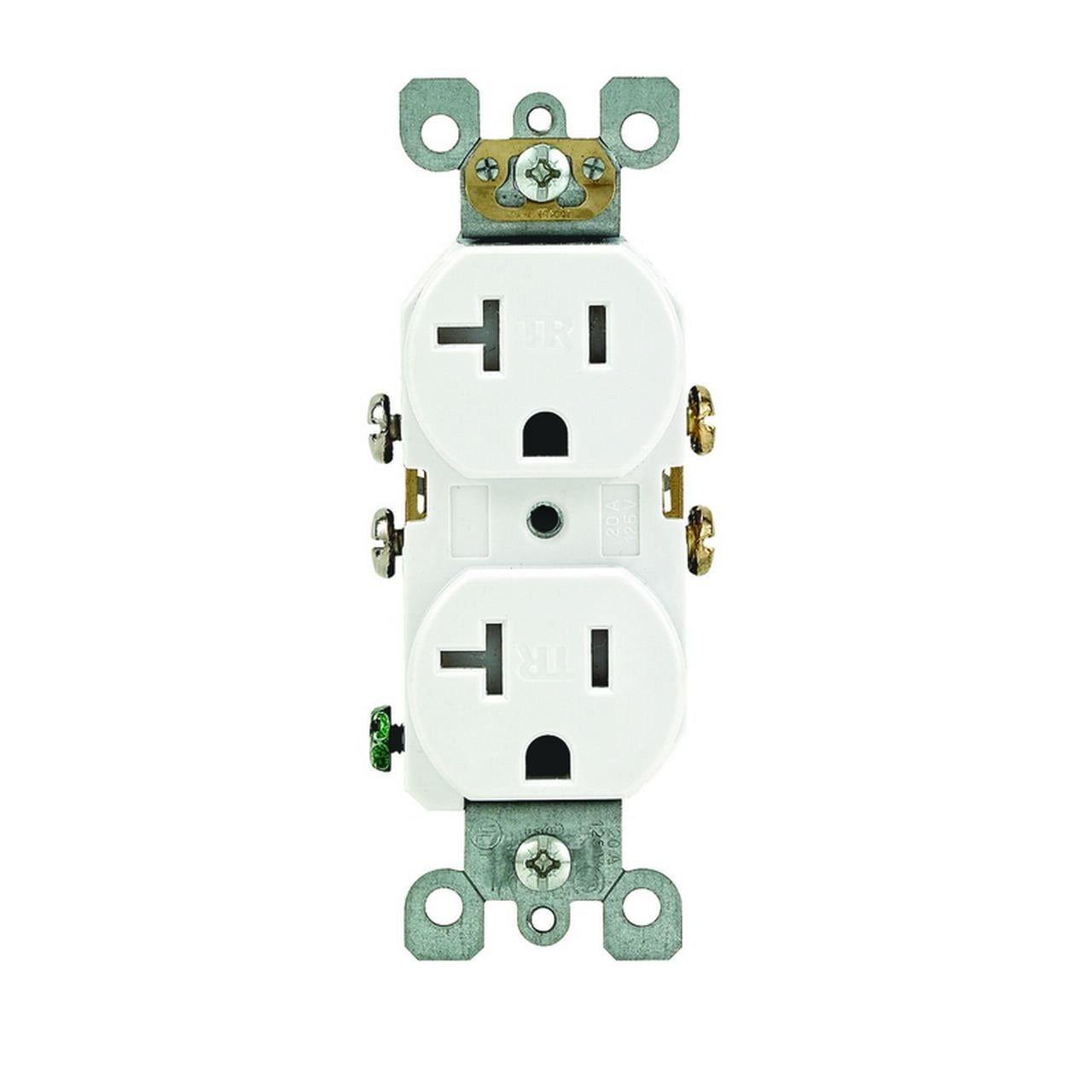 White Tamper Resistant Duplex Outlet with Wall Plate