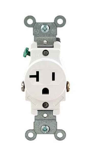 White Tamper Resistant Commercial Grade Single Outlet with USB Port