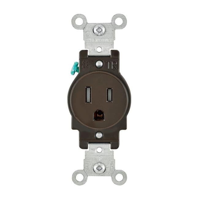 Brown Tamper Resistant Single Outlet with Wall Plate