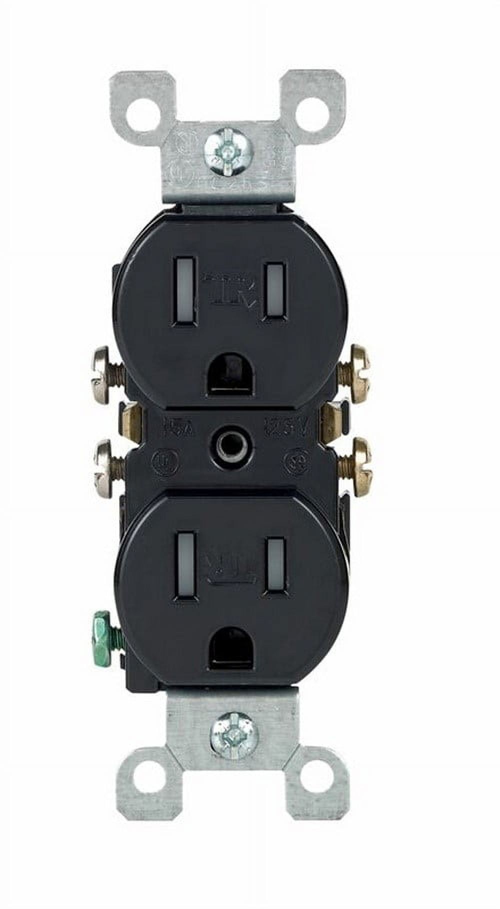 Black Tamper-Resistant Duplex Outlet with Wall Plate