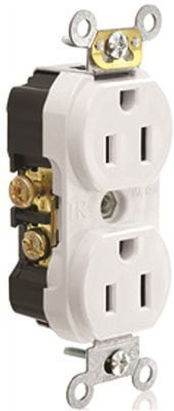 White Tamper Resistant Duplex Receptacle with Wall Plate