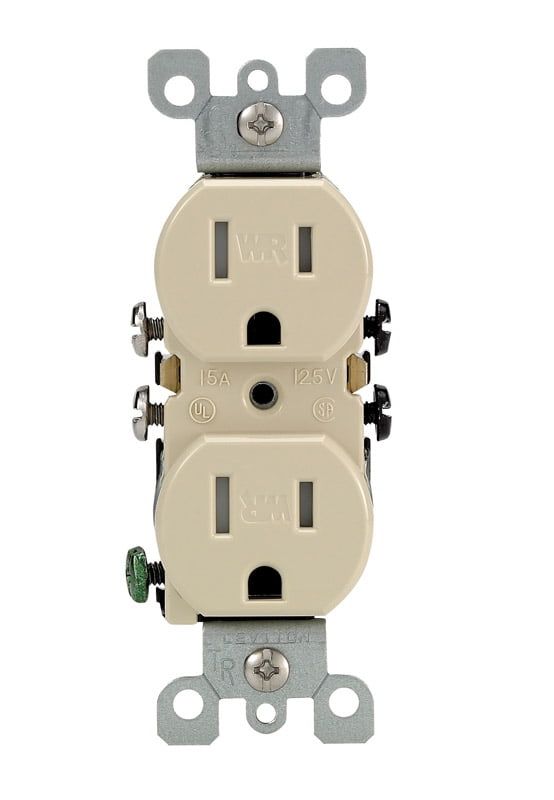 Ivory Tamper Resistant Duplex Outlet with Wall Plate