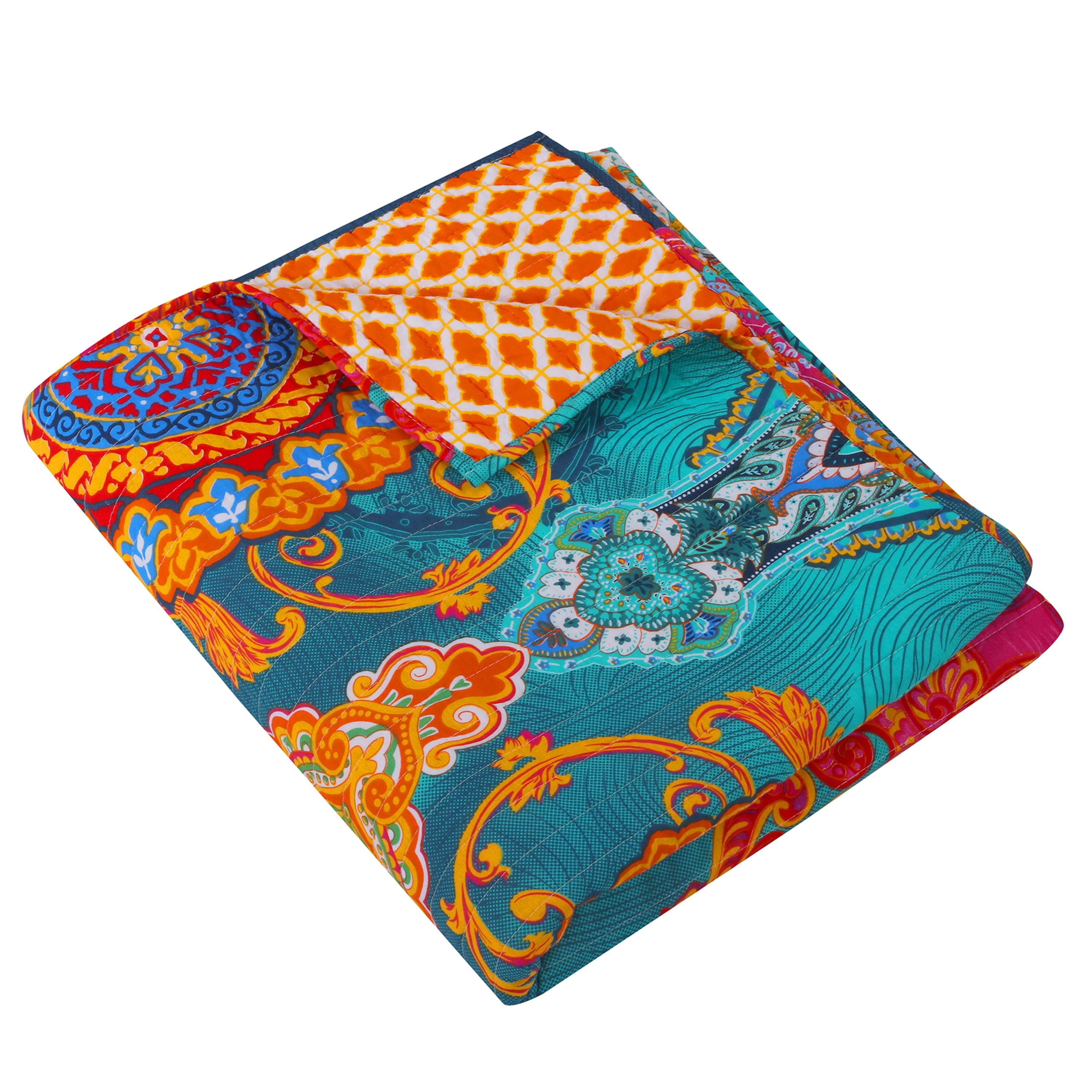 Mackenzie Bohemian Multicolor Cotton Reversible Quilted Throw