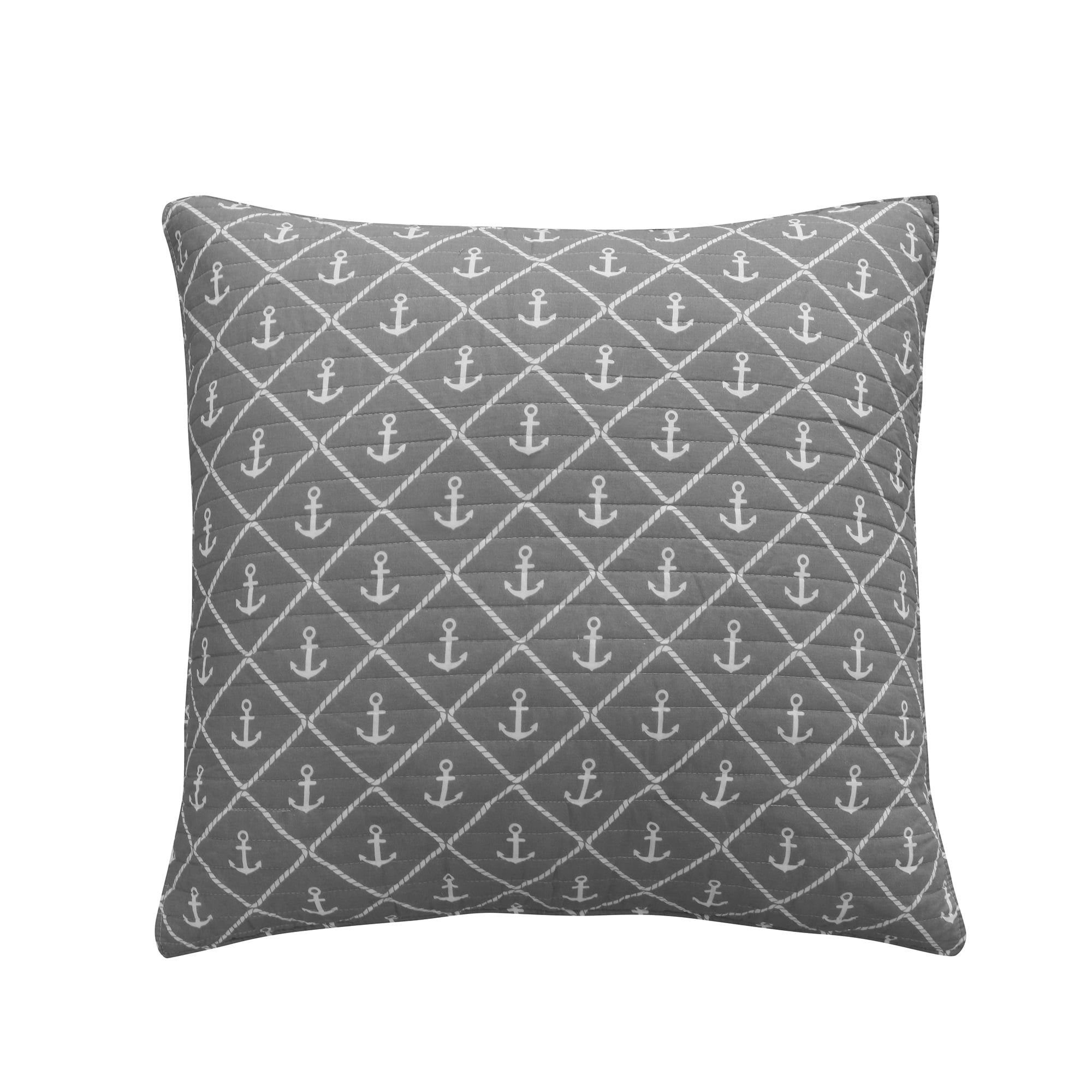 Provincetown Grey and White Cotton Euro Sham