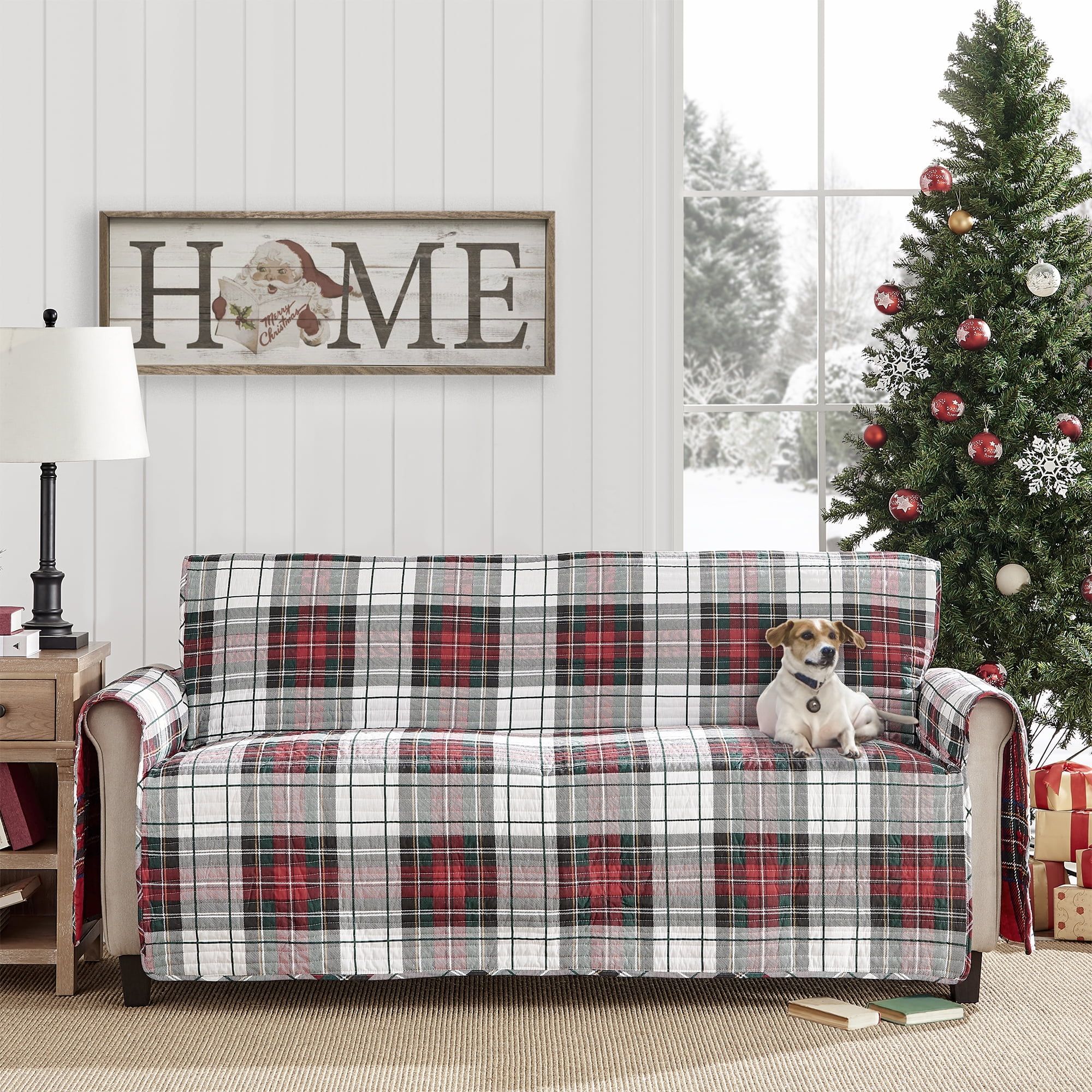 Spencer Plaid Red and Green Cotton Loveseat Cover