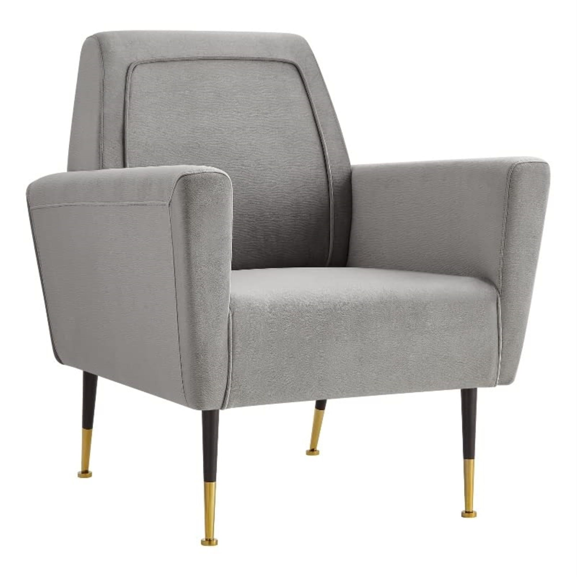 Elite Gray Velvet Accent Chair with Gold-Tipped Legs